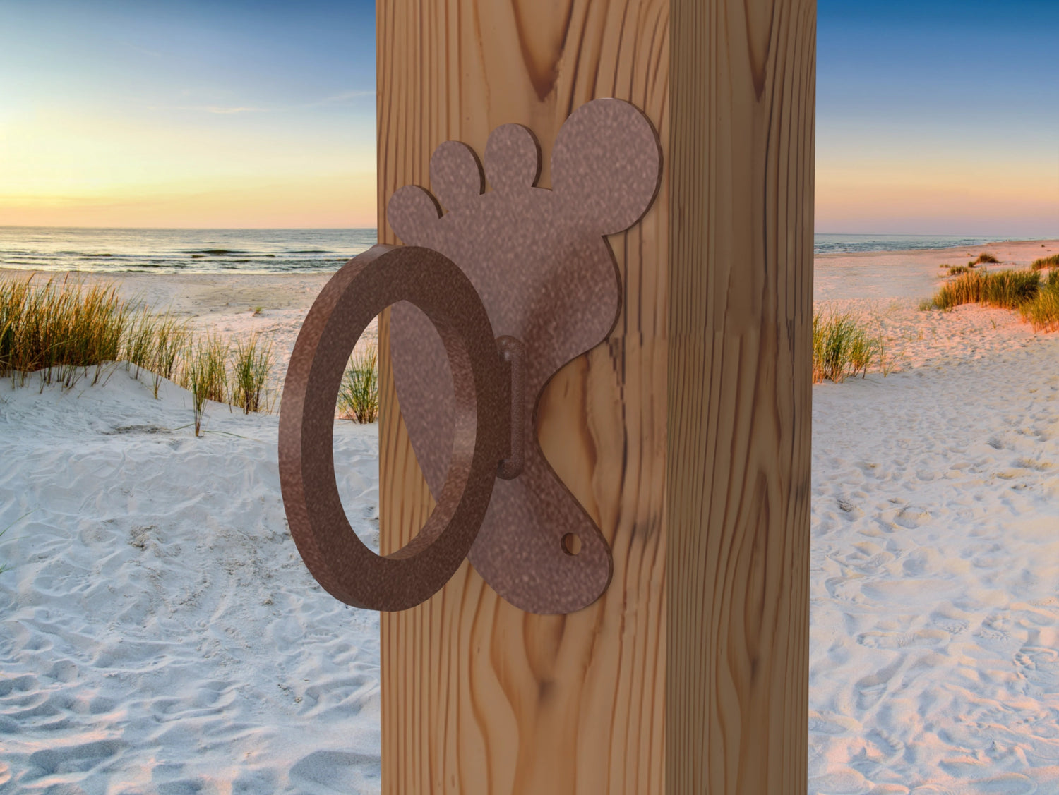 Foot Print Nautical Rope Ring, Light Strand Holder (3 sizes available) - Madison Iron and Wood