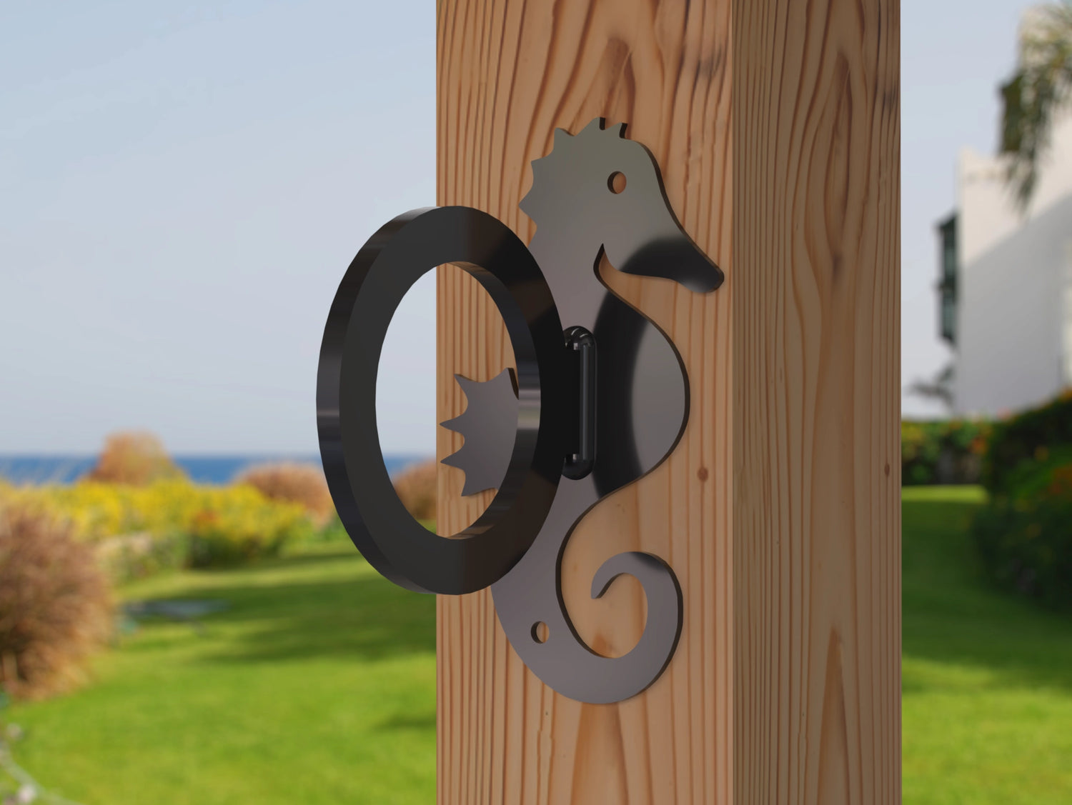 Seahorse Nautical Rope Ring, Light Strand Holder (3 sizes available) - Madison Iron and Wood