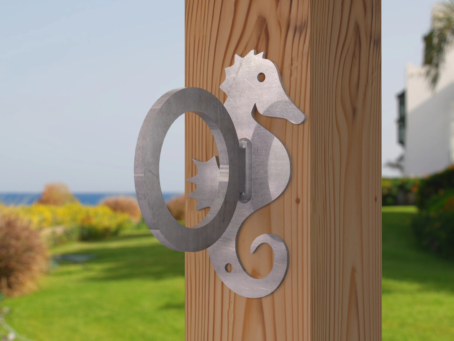 Seahorse Nautical Rope Ring, Light Strand Holder (3 sizes available) - Madison Iron and Wood