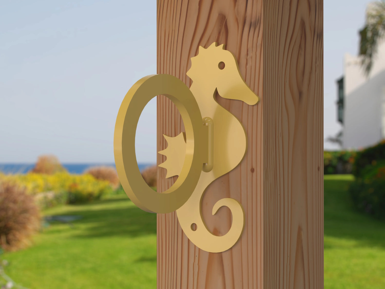 Seahorse Nautical Rope Ring, Light Strand Holder (3 sizes available) - Madison Iron and Wood