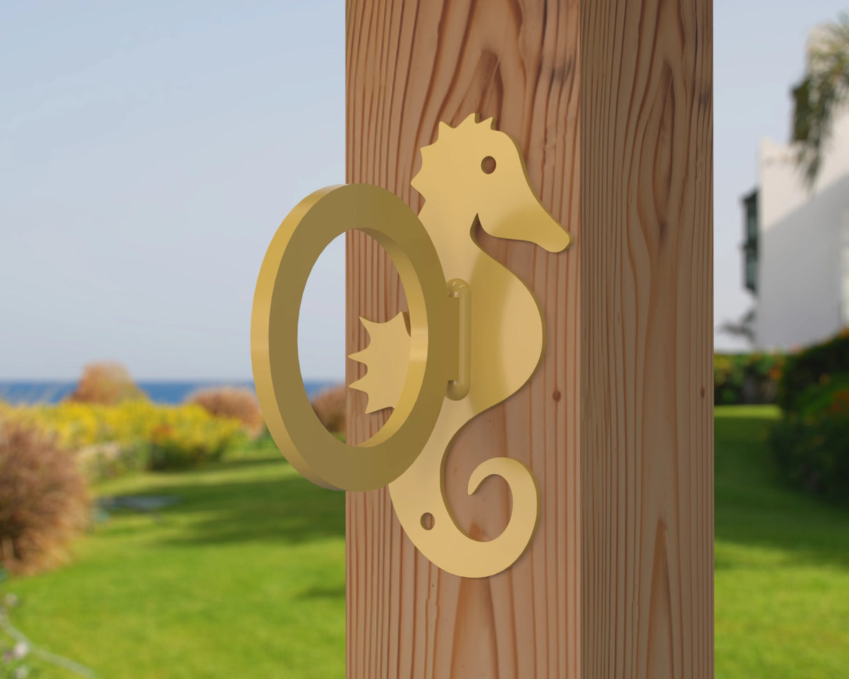 Seahorse Nautical Rope Ring, Light Strand Holder (3 sizes available) - Madison Iron and Wood