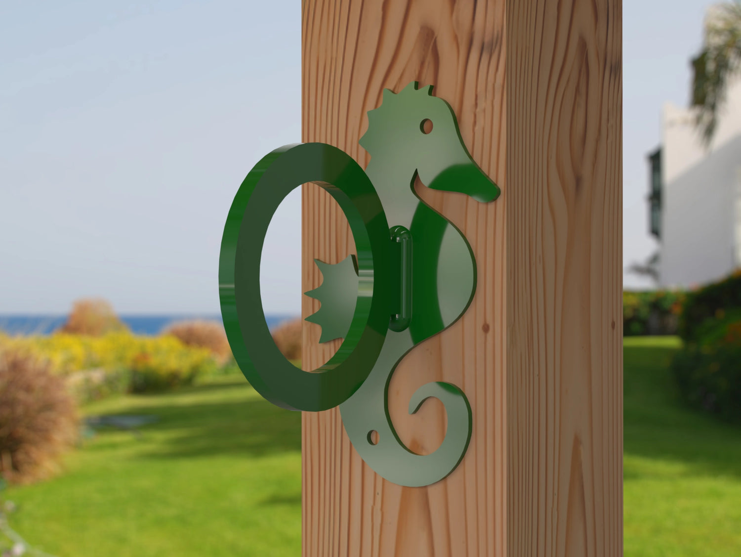 Seahorse Nautical Rope Ring, Light Strand Holder (3 sizes available) - Madison Iron and Wood