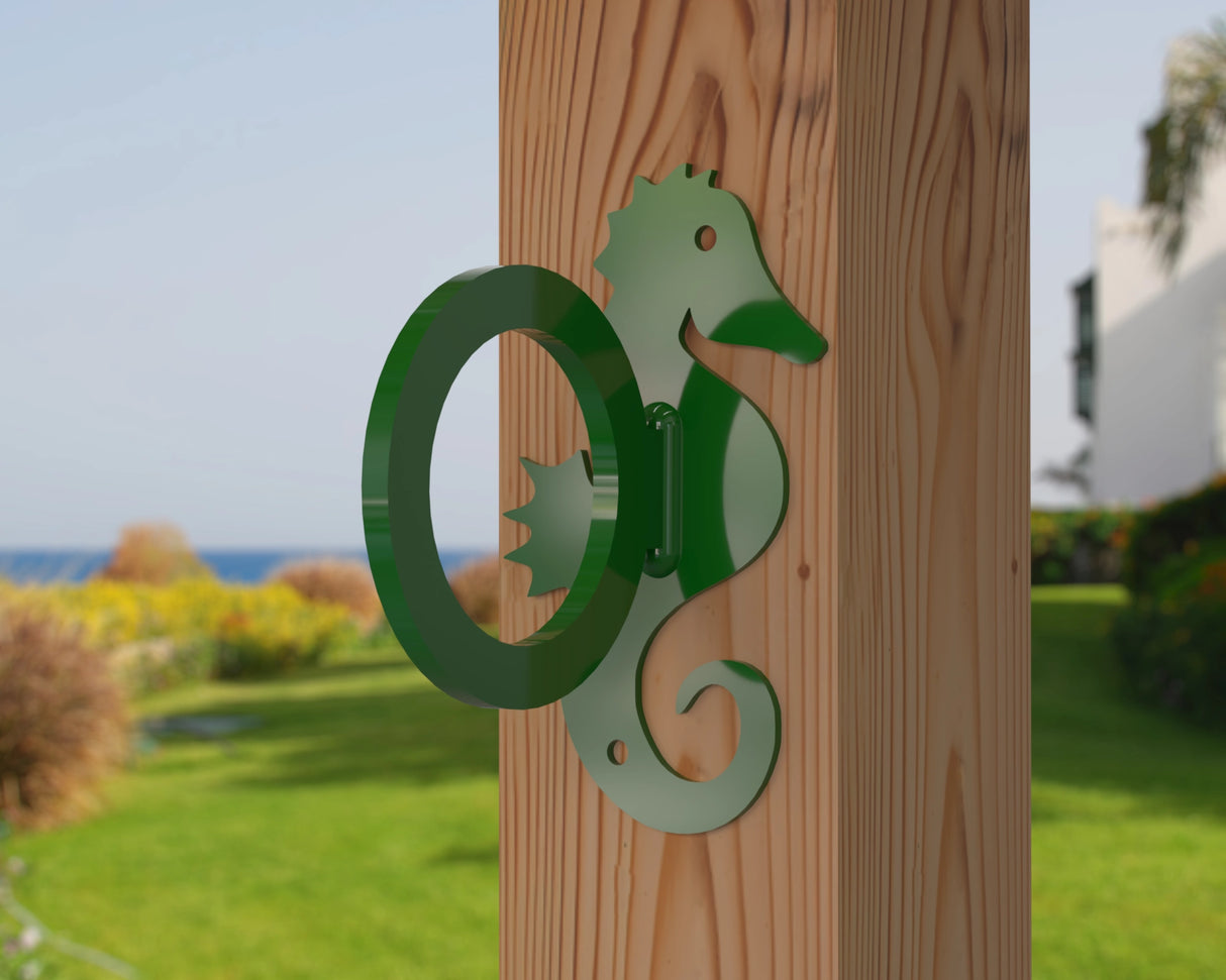 Seahorse Nautical Rope Ring, Light Strand Holder (3 sizes available) - Madison Iron and Wood