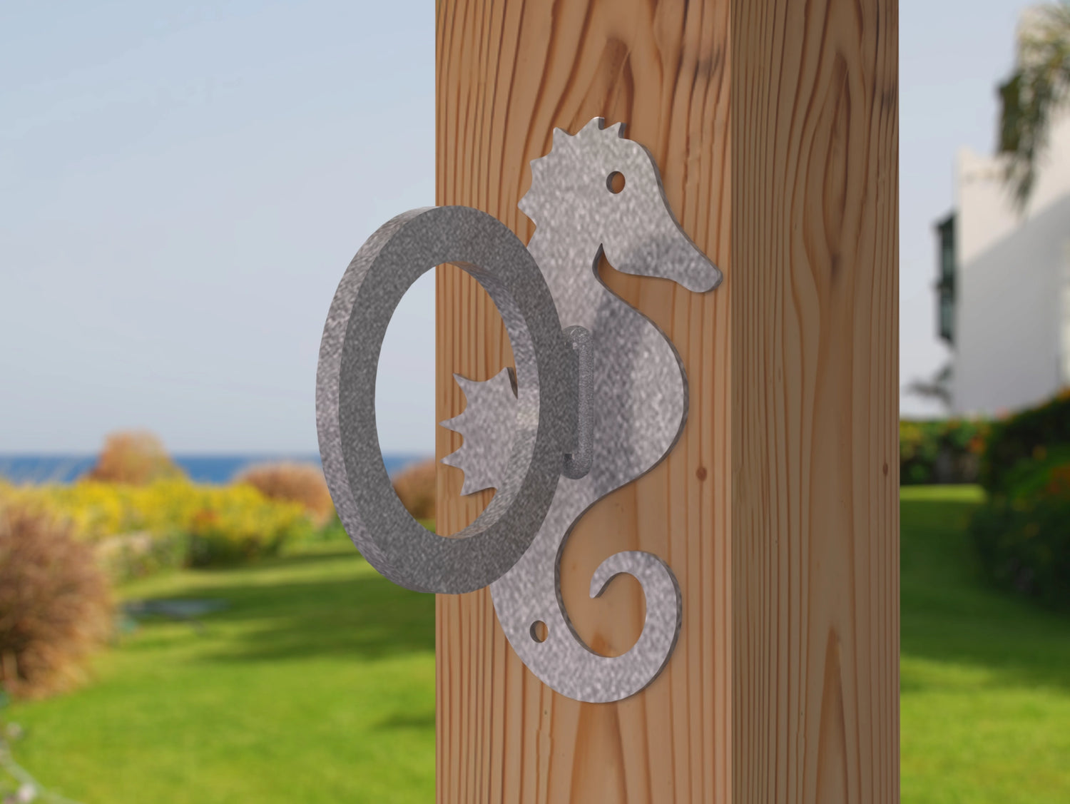 Seahorse Nautical Rope Ring, Light Strand Holder (3 sizes available) - Madison Iron and Wood