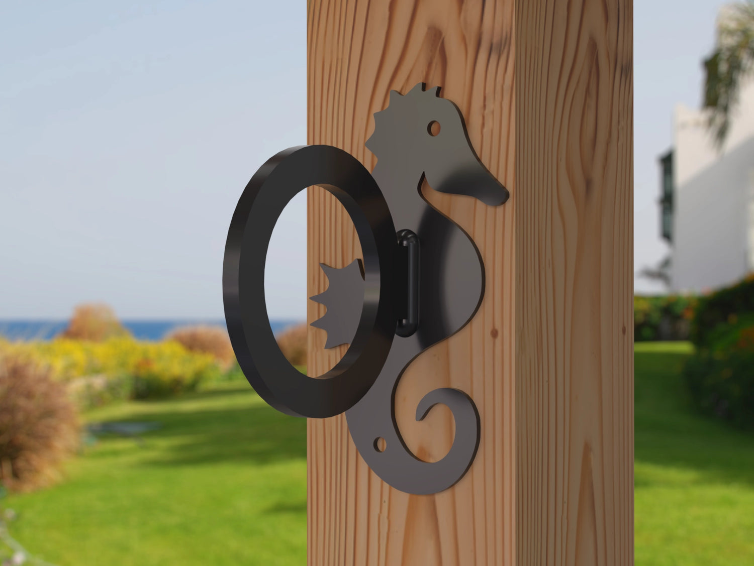 Seahorse Nautical Rope Ring, Light Strand Holder (3 sizes available) - Madison Iron and Wood