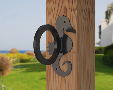 Seahorse Nautical Rope Ring, Light Strand Holder (3 sizes available) - Madison Iron and Wood