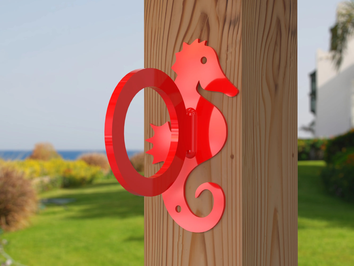 Seahorse Nautical Rope Ring, Light Strand Holder (3 sizes available) - Madison Iron and Wood