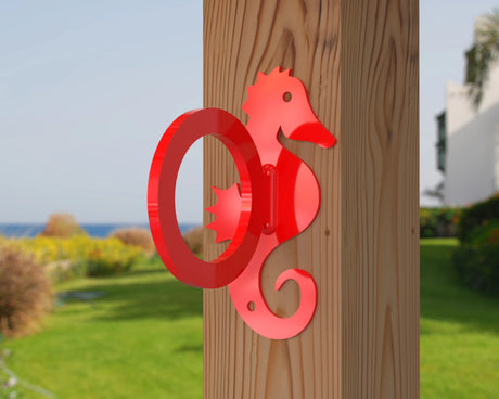 Seahorse Nautical Rope Ring, Light Strand Holder (3 sizes available) - Madison Iron and Wood