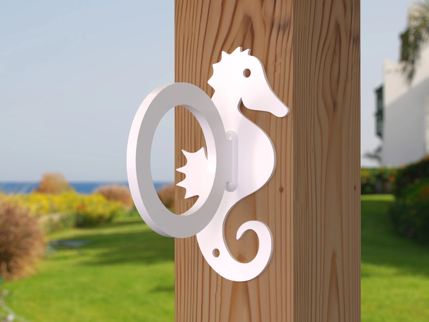 Seahorse Nautical Rope Ring, Light Strand Holder (3 sizes available) - Madison Iron and Wood