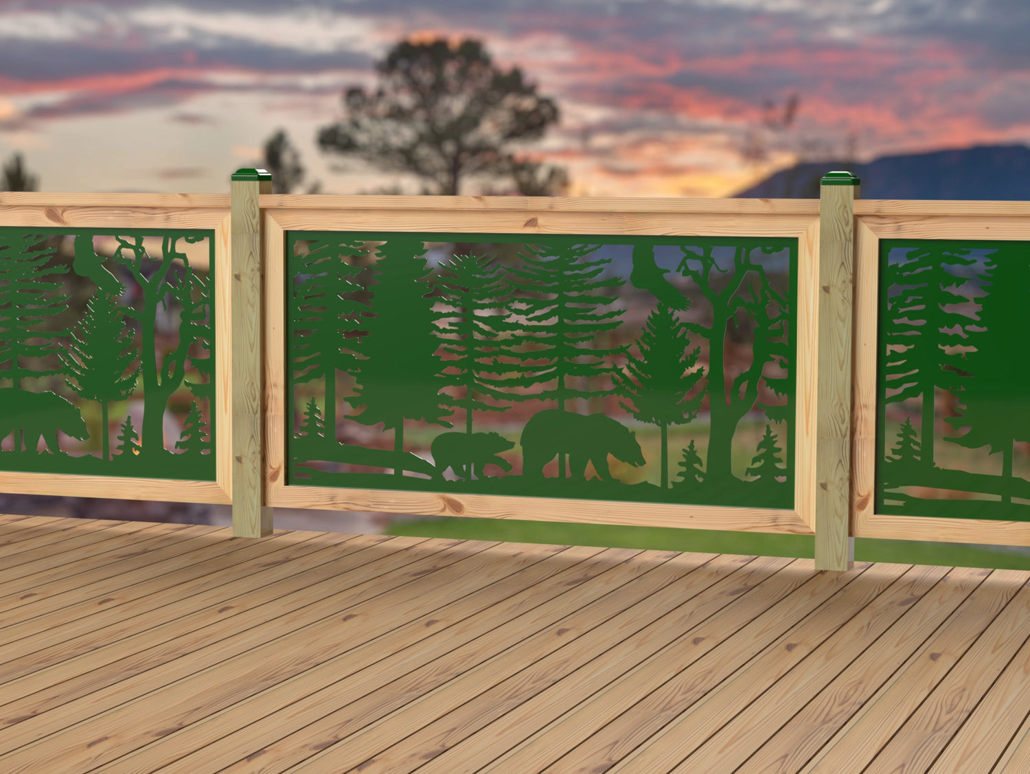 60"x30" - Bear Landscape Fence/Gate Panel Insert - Variation 3 - Madison Iron and Wood