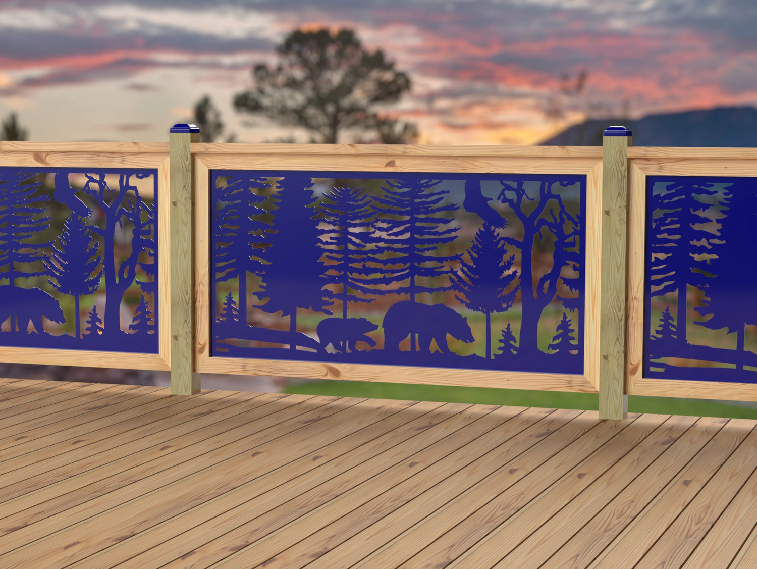 60"x30" - Bear Landscape Fence/Gate Panel Insert - Variation 3 - Madison Iron and Wood