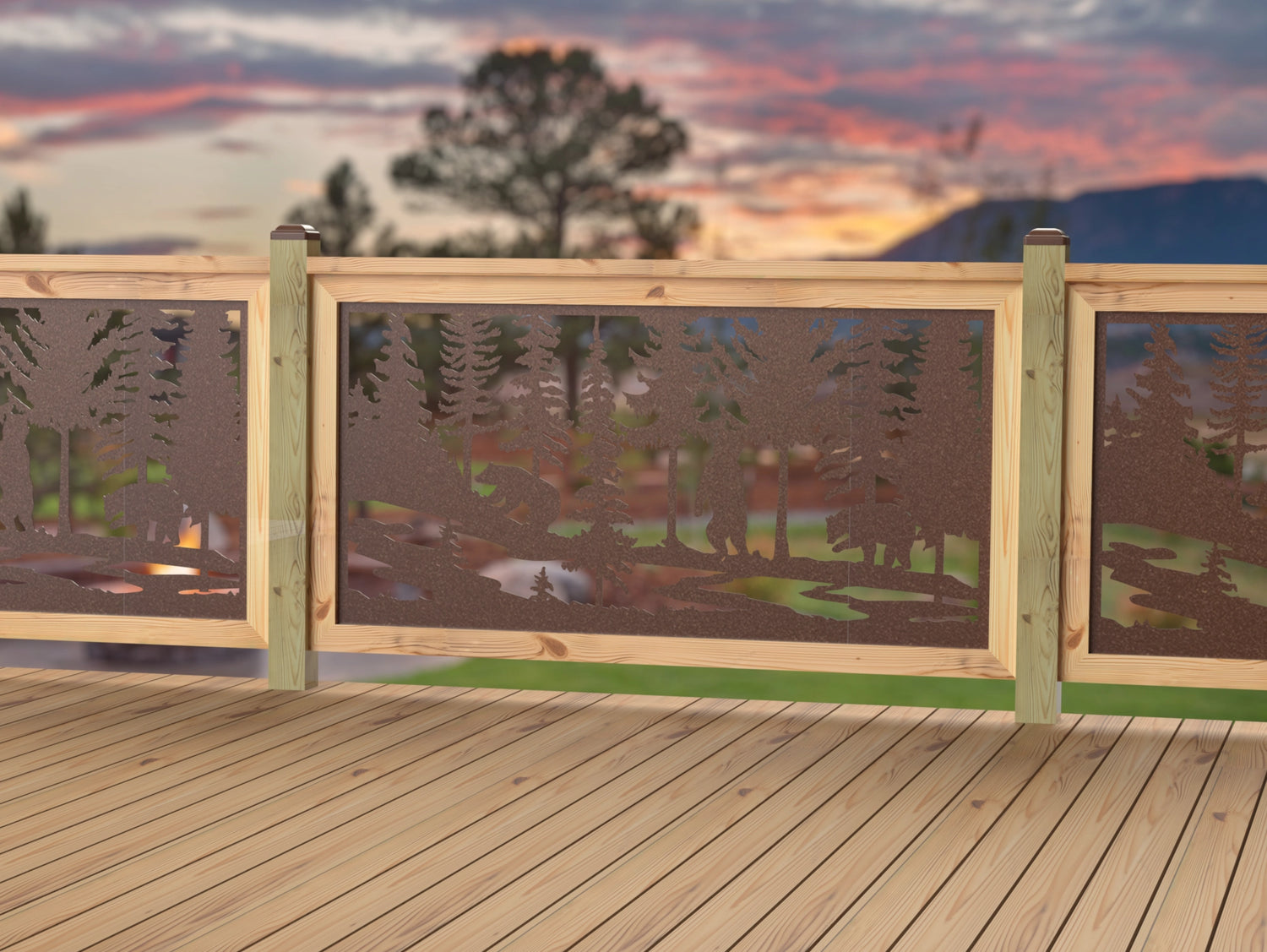 60"x30" - Bear Landscape Fence/Gate Panel Insert - Variation 2 - Madison Iron and Wood