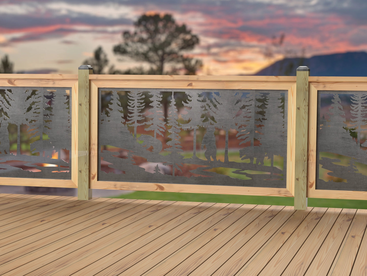 60"x30" - Bear Landscape Fence/Gate Panel Insert - Variation 2 - Madison Iron and Wood