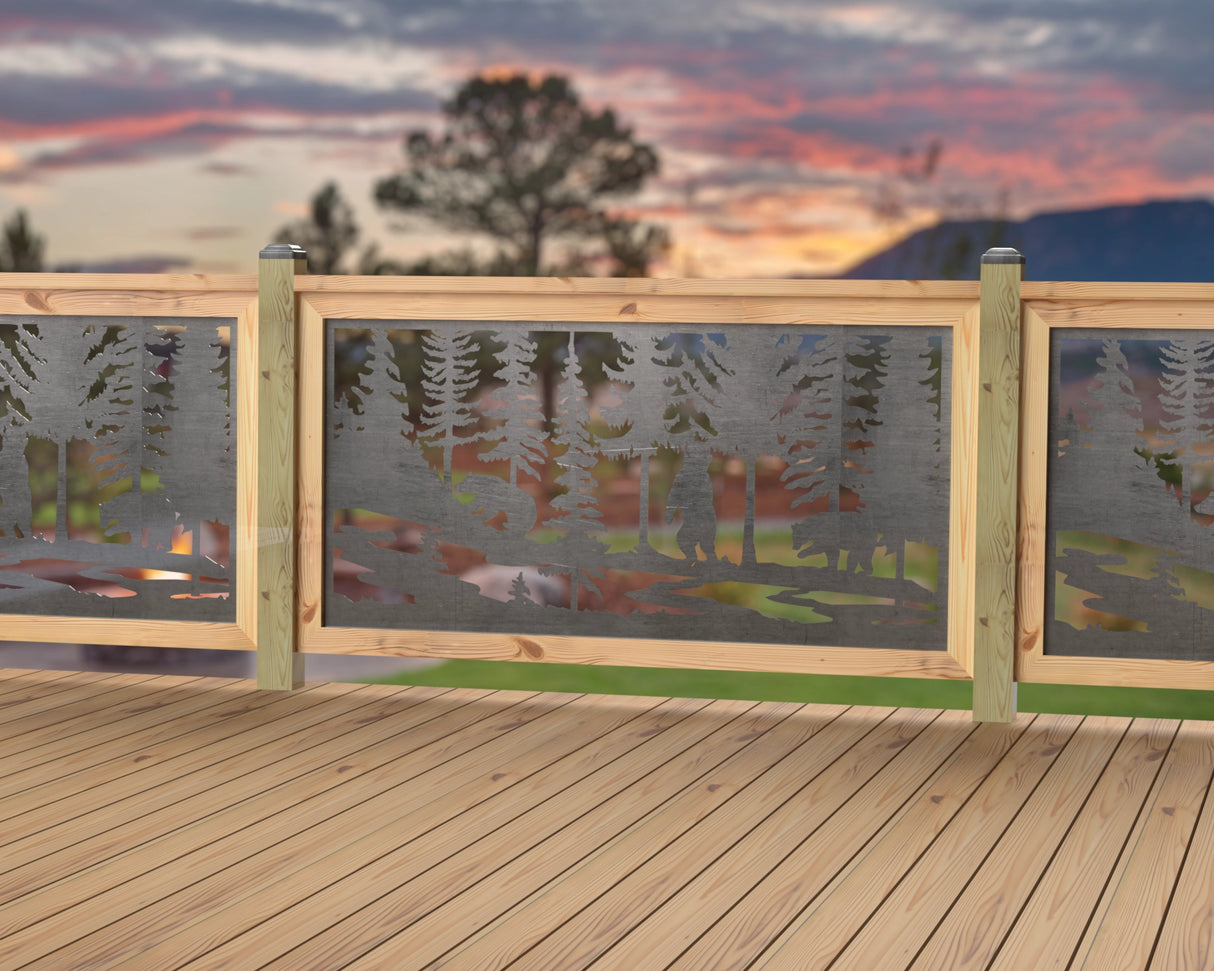 60"x30" - Bear Landscape Fence/Gate Panel Insert - Variation 2 - Madison Iron and Wood