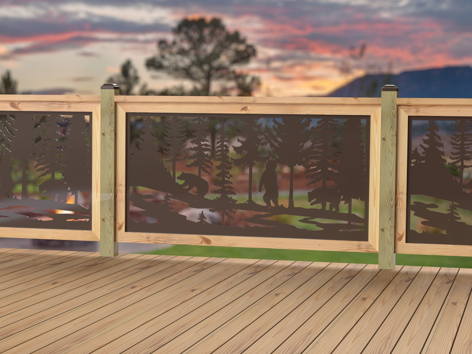 60"x30" - Bear Landscape Fence/Gate Panel Insert - Variation 2 - Madison Iron and Wood