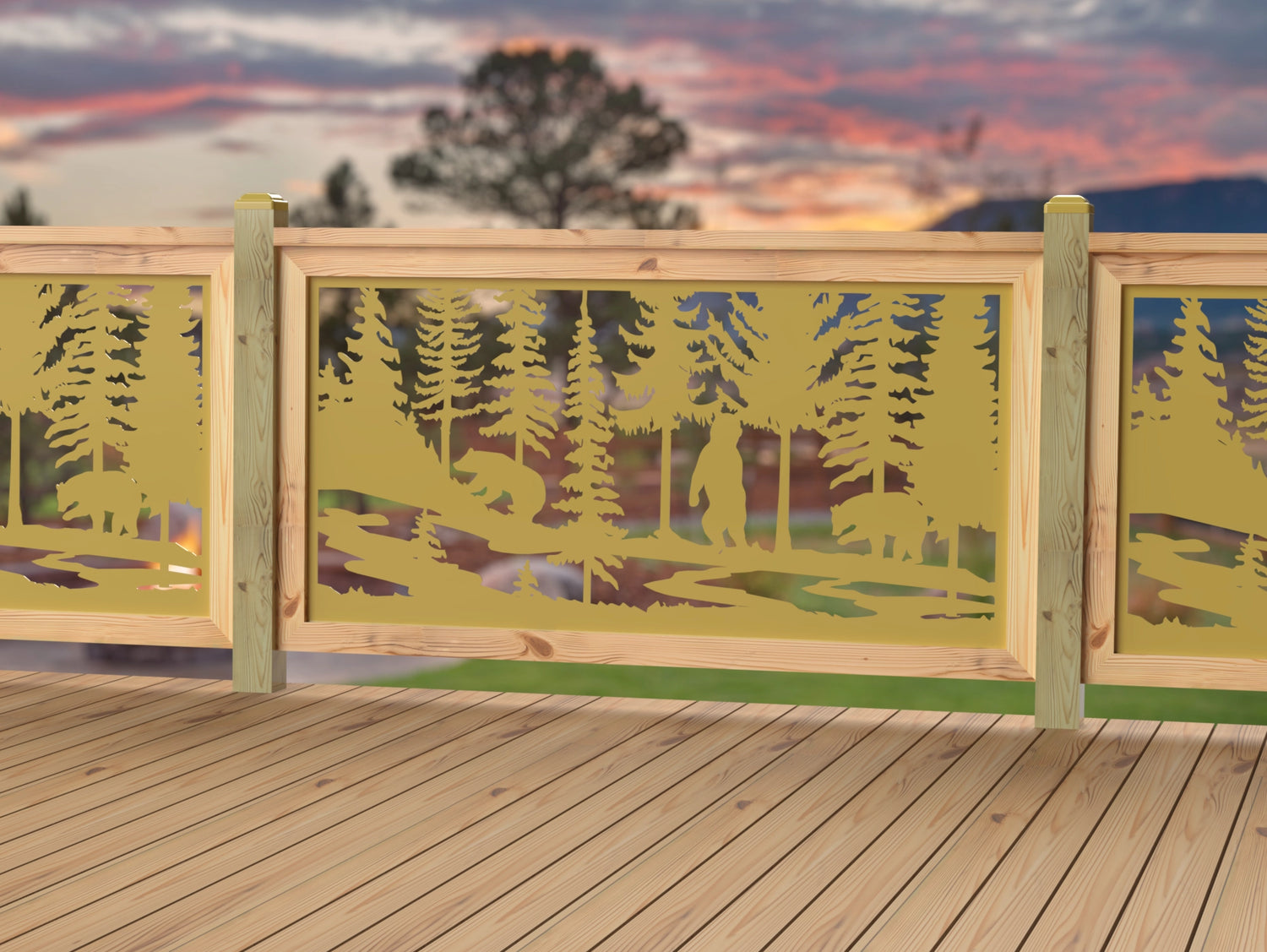 60"x30" - Bear Landscape Fence/Gate Panel Insert - Variation 2 - Madison Iron and Wood