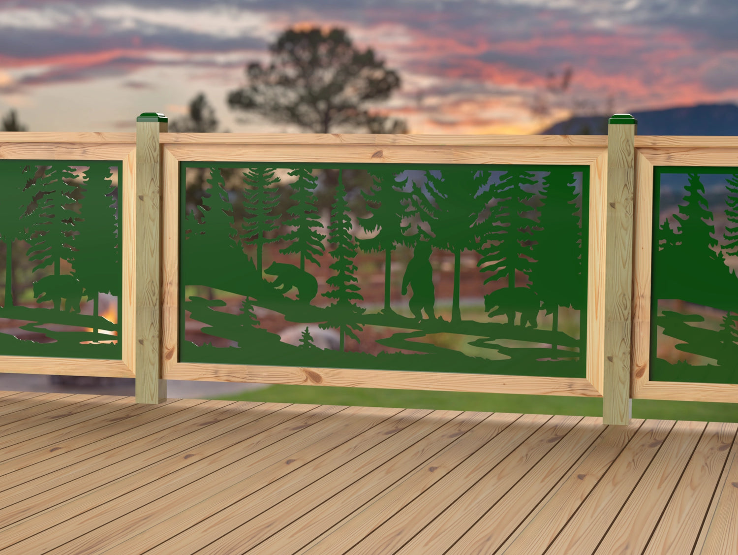 60"x30" - Bear Landscape Fence/Gate Panel Insert - Variation 2 - Madison Iron and Wood