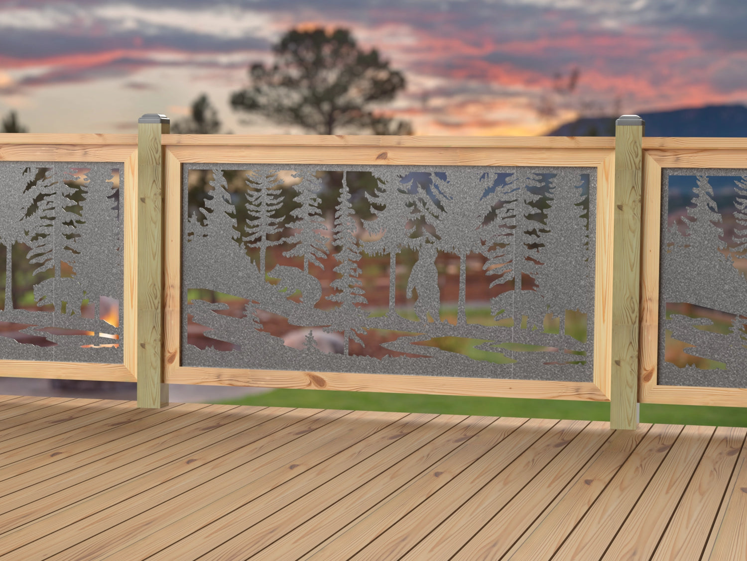 60"x30" - Bear Landscape Fence/Gate Panel Insert - Variation 2 - Madison Iron and Wood