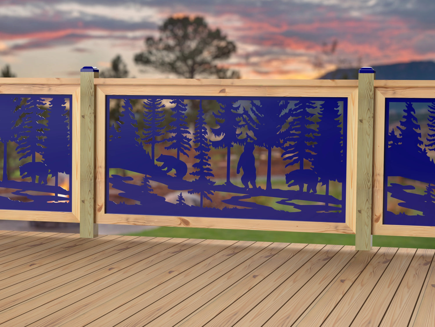 60"x30" - Bear Landscape Fence/Gate Panel Insert - Variation 2 - Madison Iron and Wood