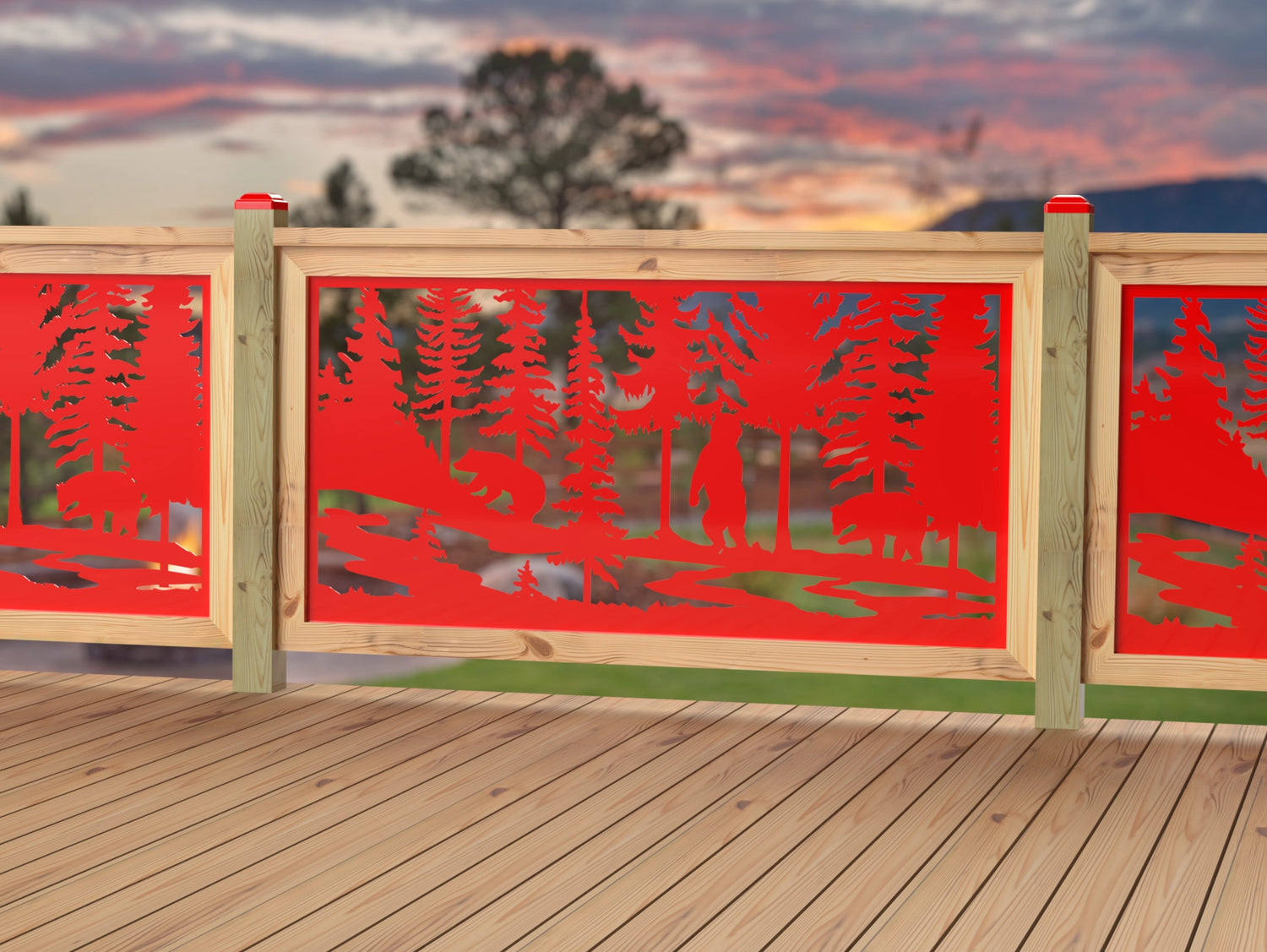 60"x30" - Bear Landscape Fence/Gate Panel Insert - Variation 2 - Madison Iron and Wood