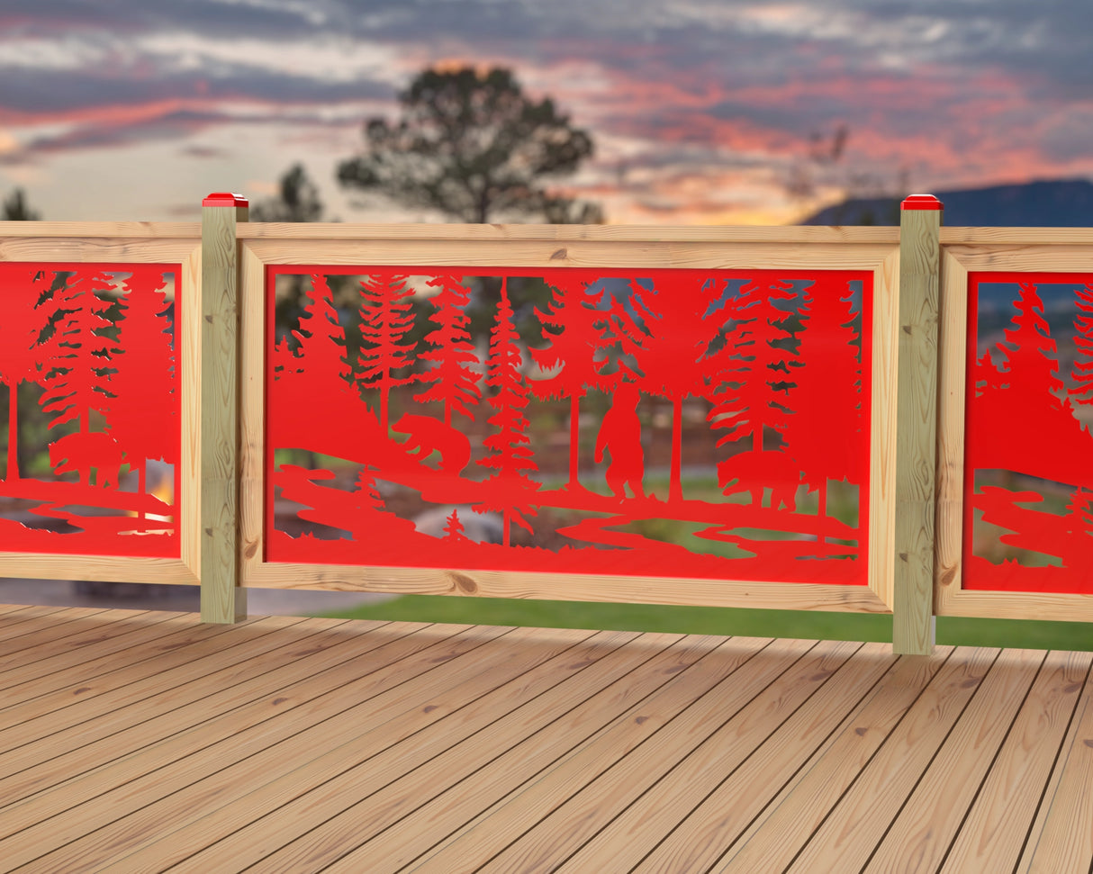 60"x30" - Bear Landscape Fence/Gate Panel Insert - Variation 2 - Madison Iron and Wood