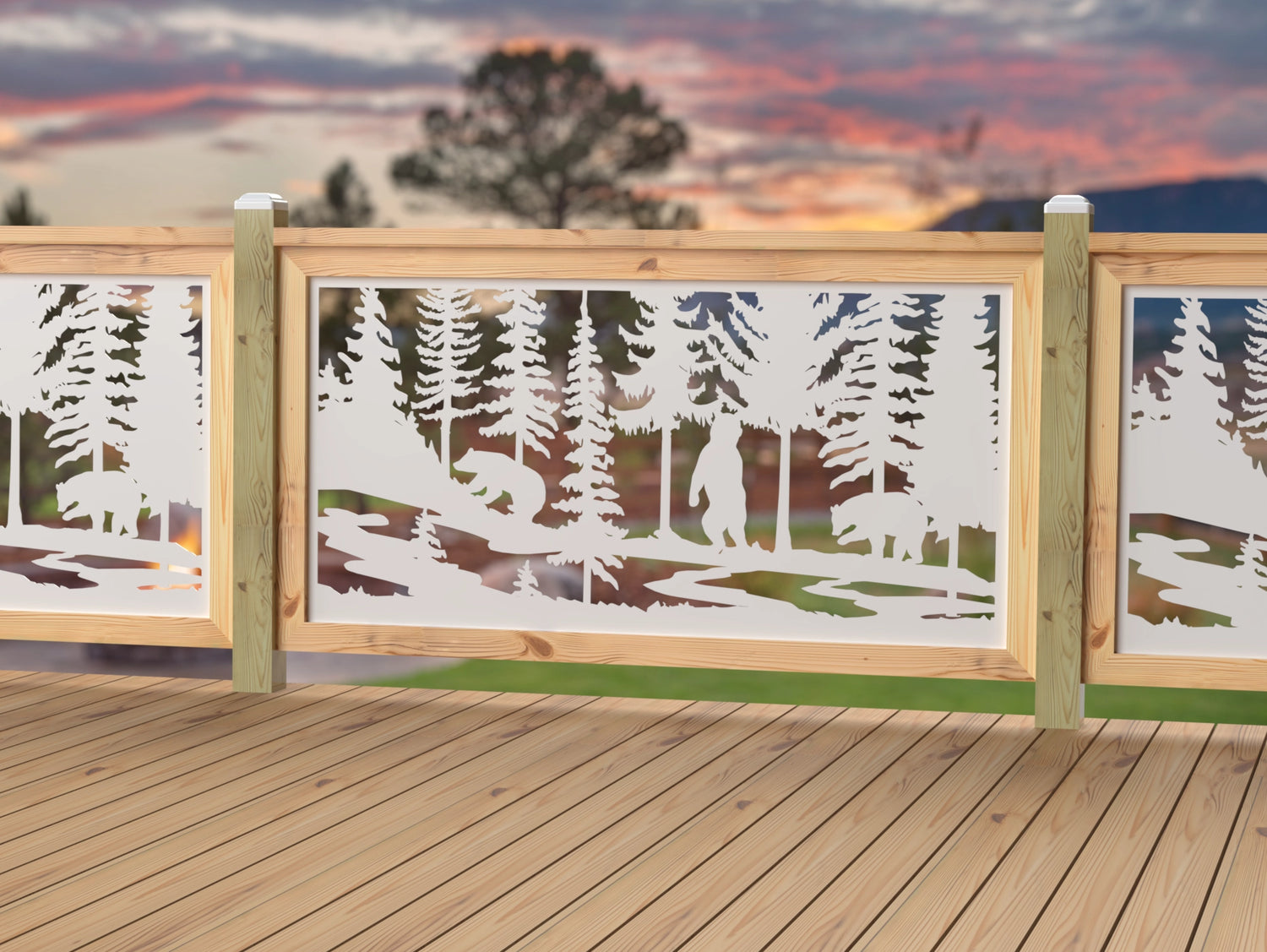 60"x30" - Bear Landscape Fence/Gate Panel Insert - Variation 2 - Madison Iron and Wood