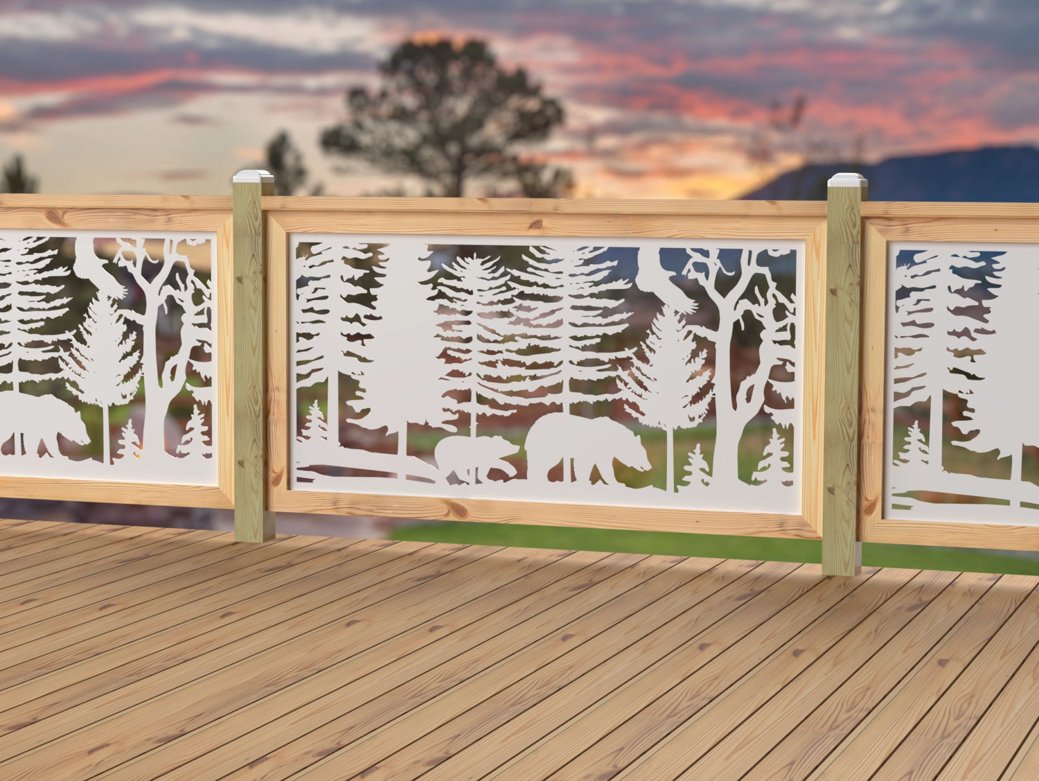 60"x30" - Bear Landscape Fence/Gate Panel Insert - Variation 3 - Madison Iron and Wood