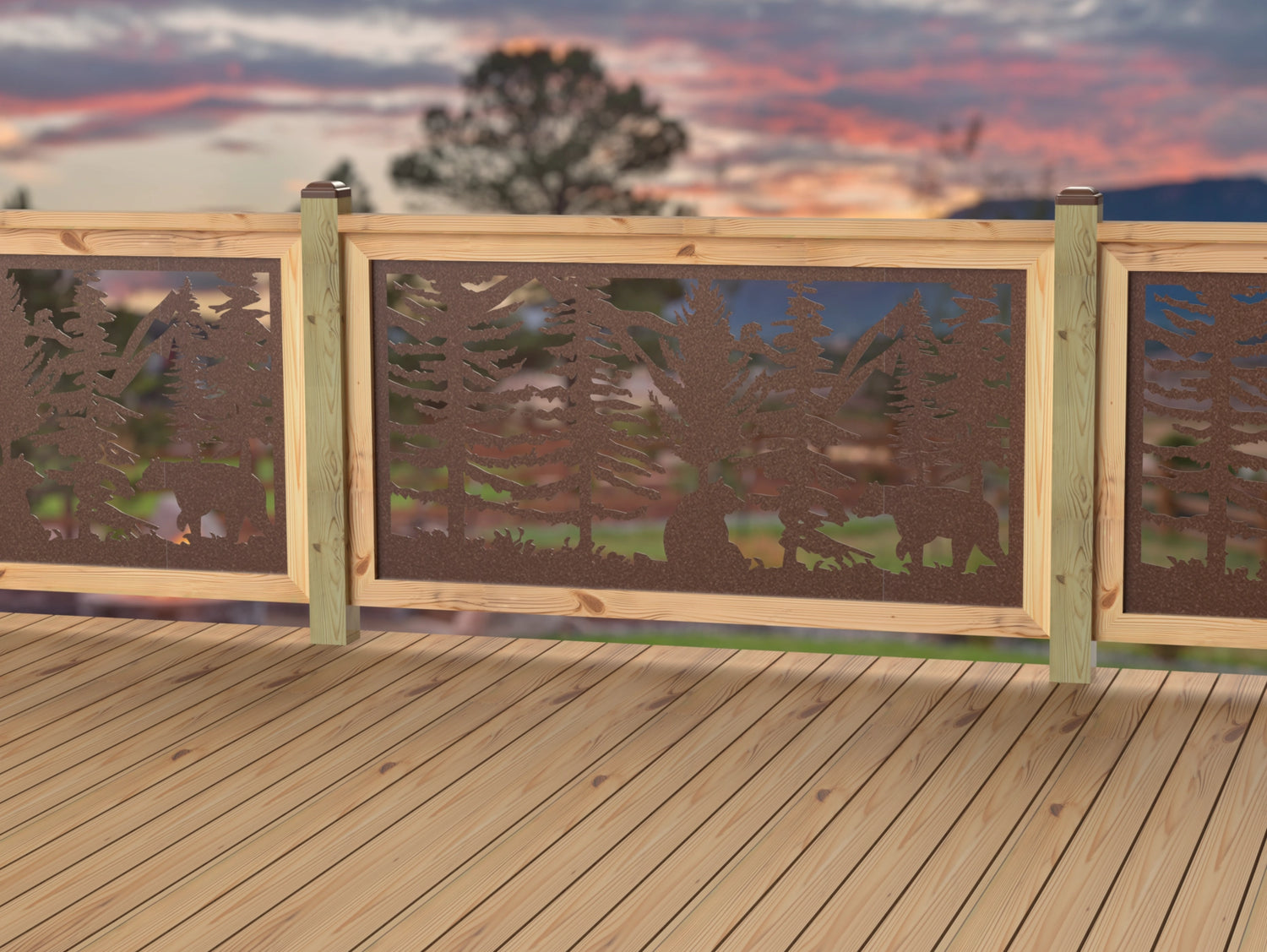 60"x30" - Bear Landscape Fence/Gate Panel Insert - Variation 4 - Madison Iron and Wood