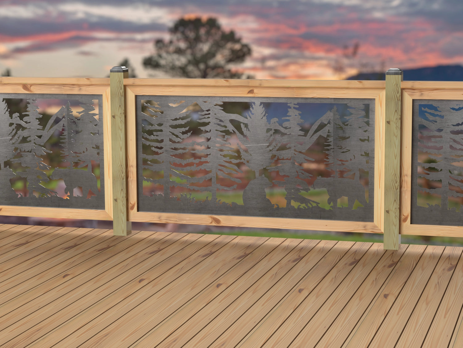 60"x30" - Bear Landscape Fence/Gate Panel Insert - Variation 4 - Madison Iron and Wood