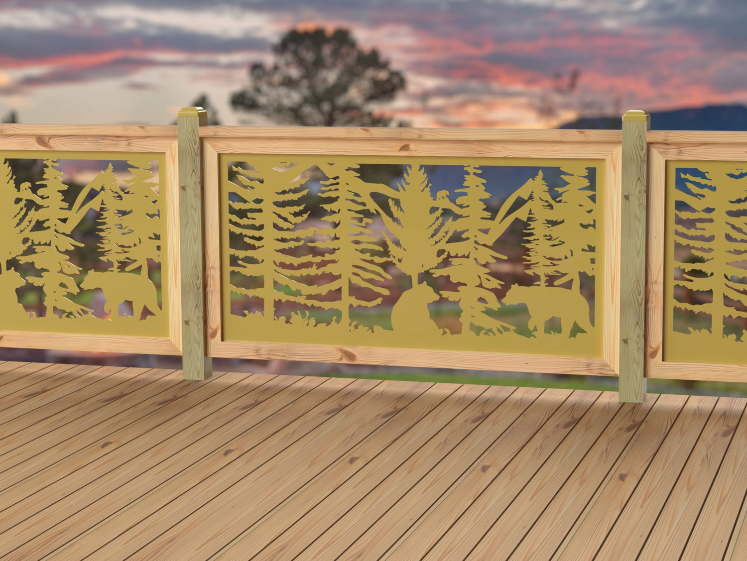 60"x30" - Bear Landscape Fence/Gate Panel Insert - Variation 4 - Madison Iron and Wood