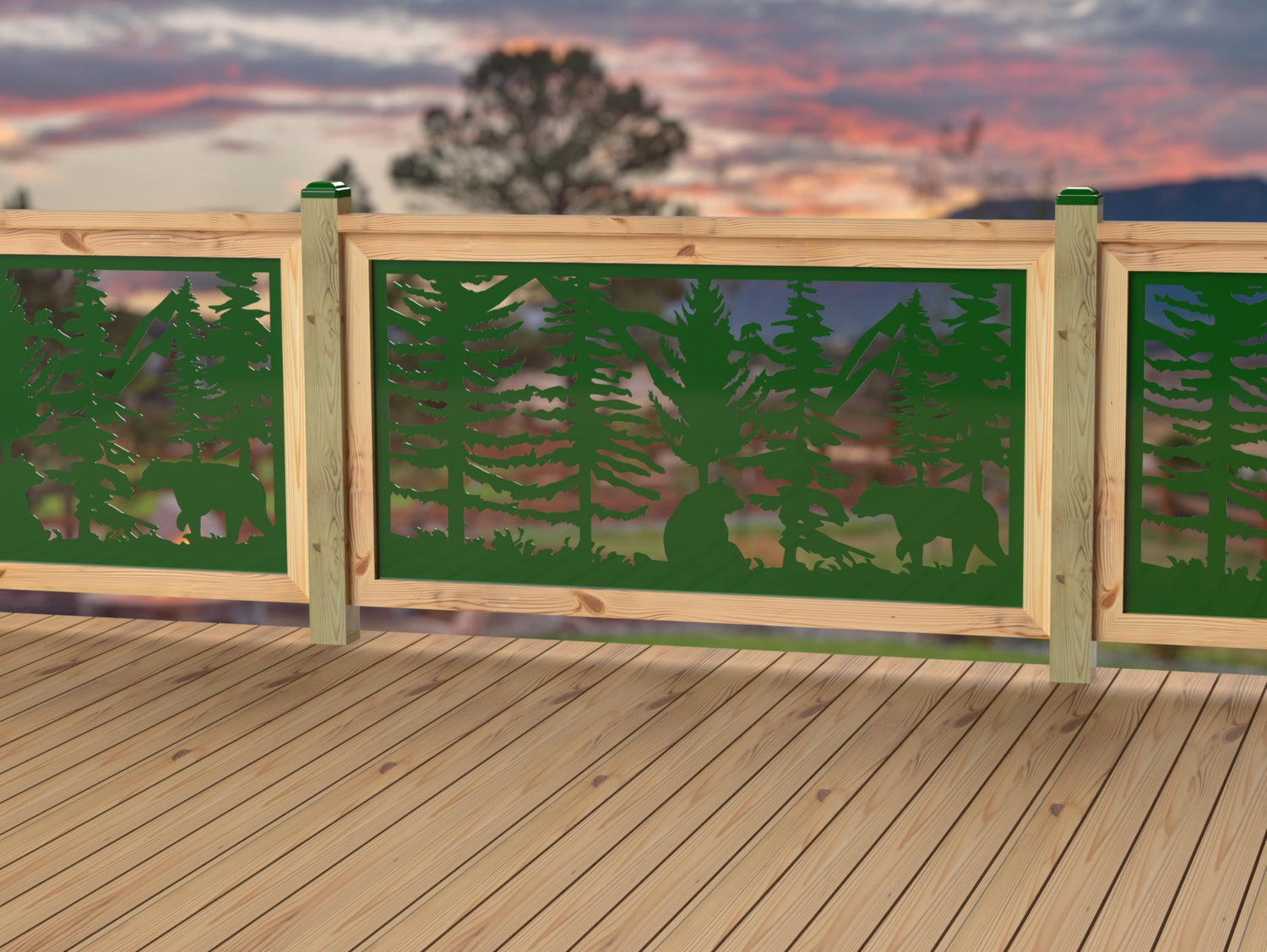 60"x30" - Bear Landscape Fence/Gate Panel Insert - Variation 4 - Madison Iron and Wood