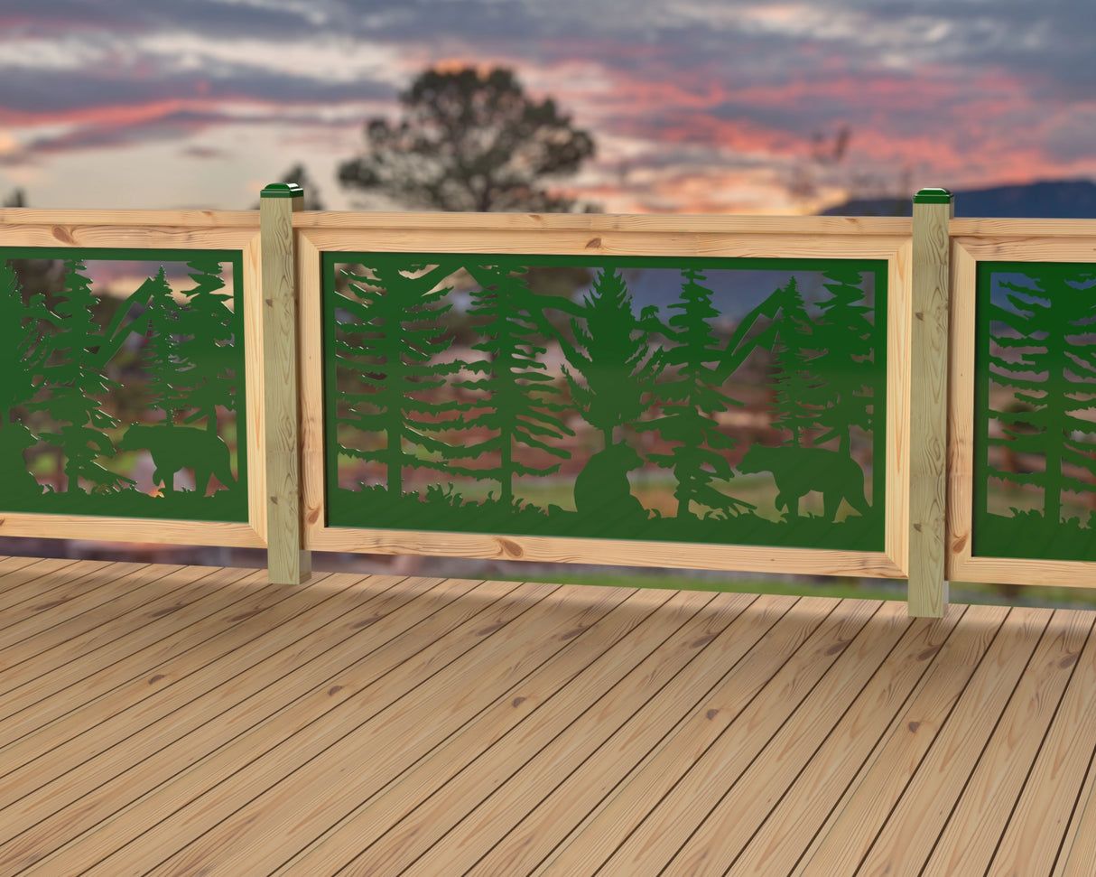 60"x30" - Bear Landscape Fence/Gate Panel Insert - Variation 4