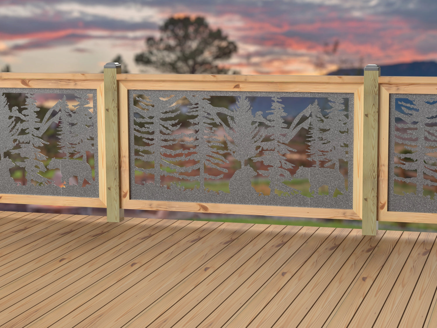 60"x30" - Bear Landscape Fence/Gate Panel Insert - Variation 4 - Madison Iron and Wood