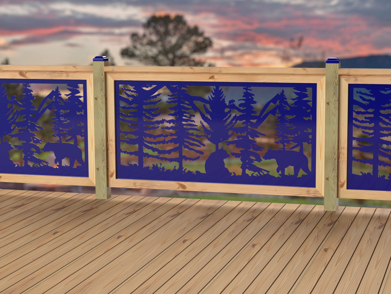 60"x30" - Bear Landscape Fence/Gate Panel Insert - Variation 4 - Madison Iron and Wood