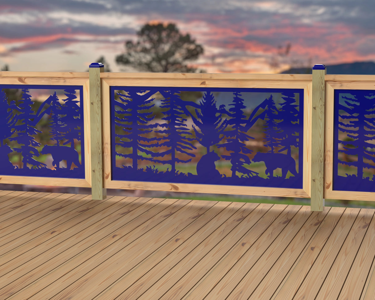 60"x30" - Bear Landscape Fence/Gate Panel Insert - Variation 4