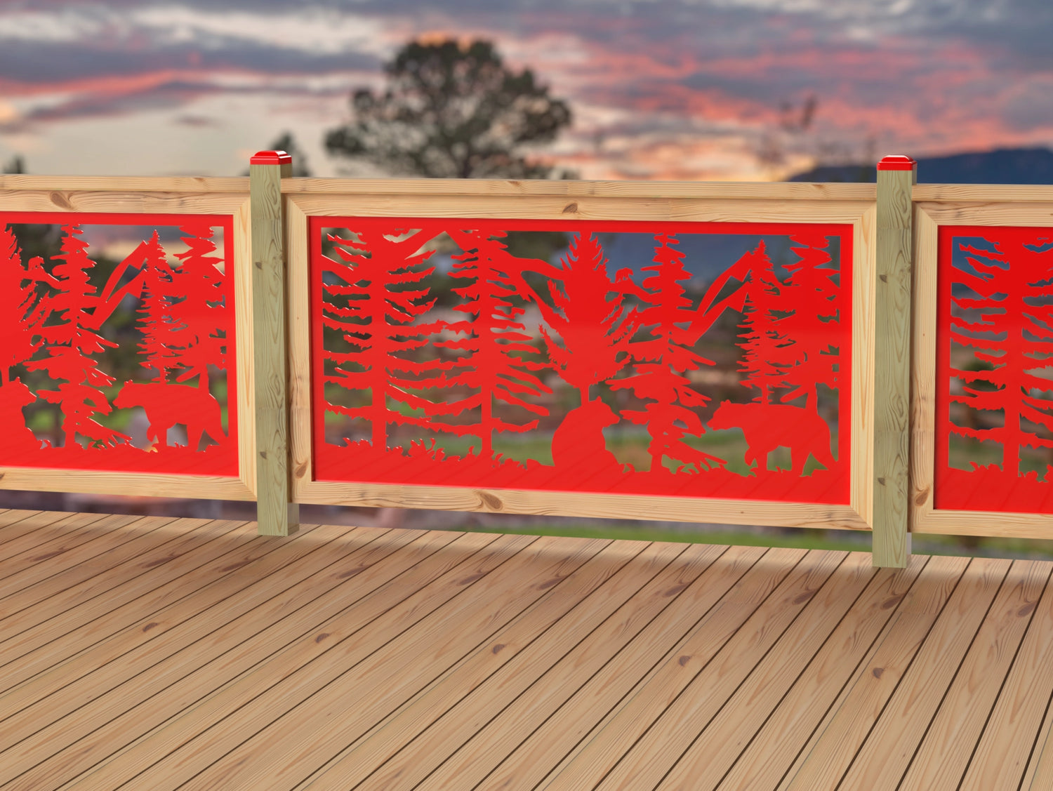 60"x30" - Bear Landscape Fence/Gate Panel Insert - Variation 4 - Madison Iron and Wood