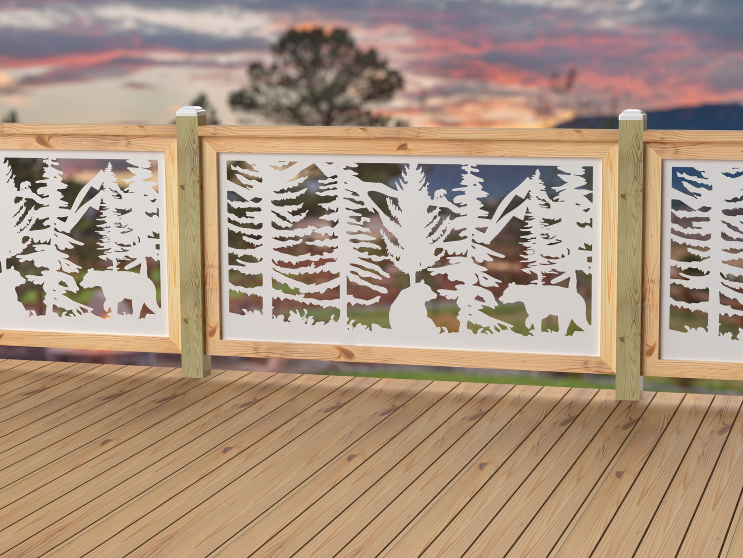 60"x30" - Bear Landscape Fence/Gate Panel Insert - Variation 4 - Madison Iron and Wood