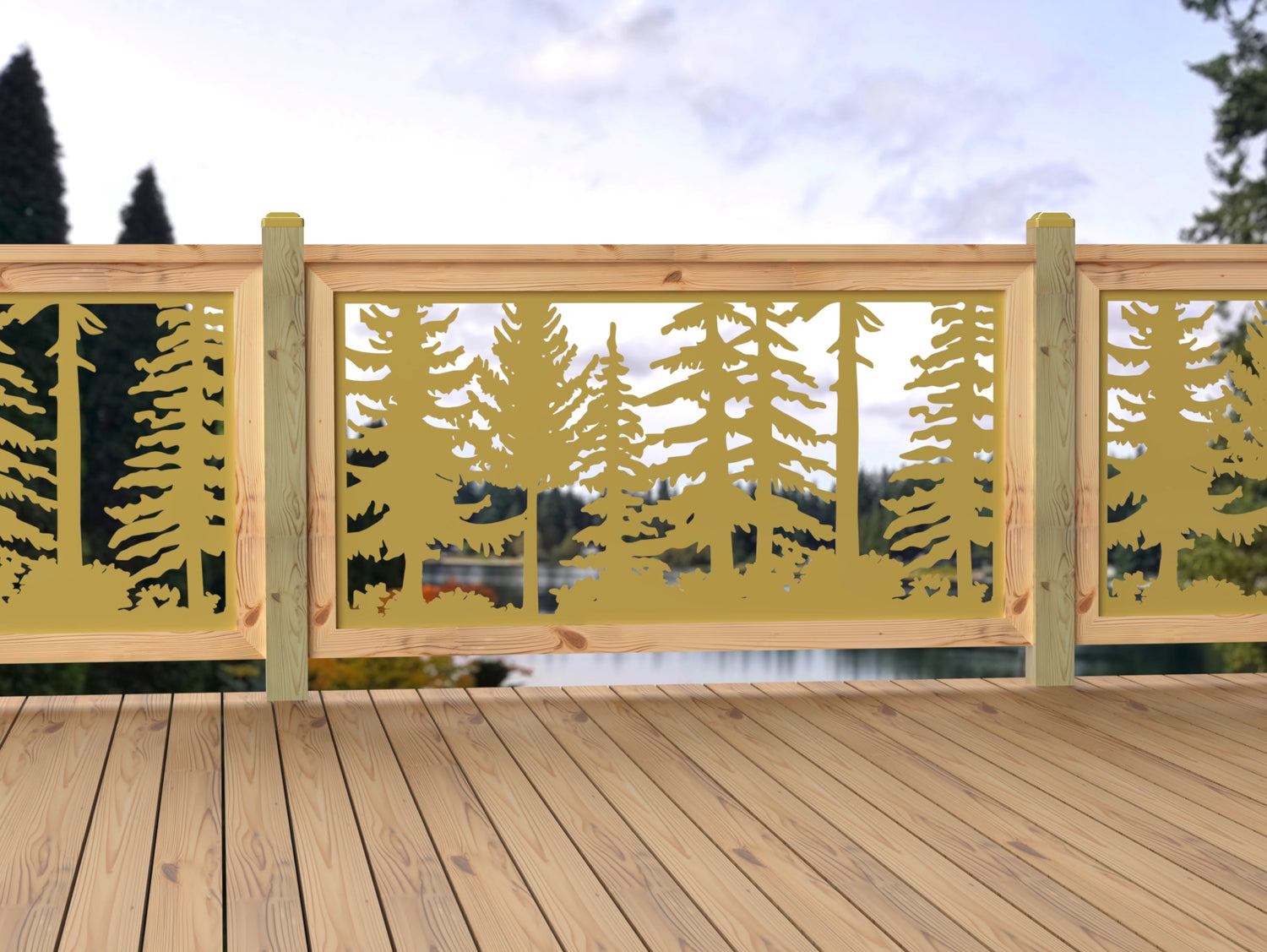 60"x30" - Forest Landscape Fence/Gate Panel Insert - Variation 2 - Madison Iron and Wood