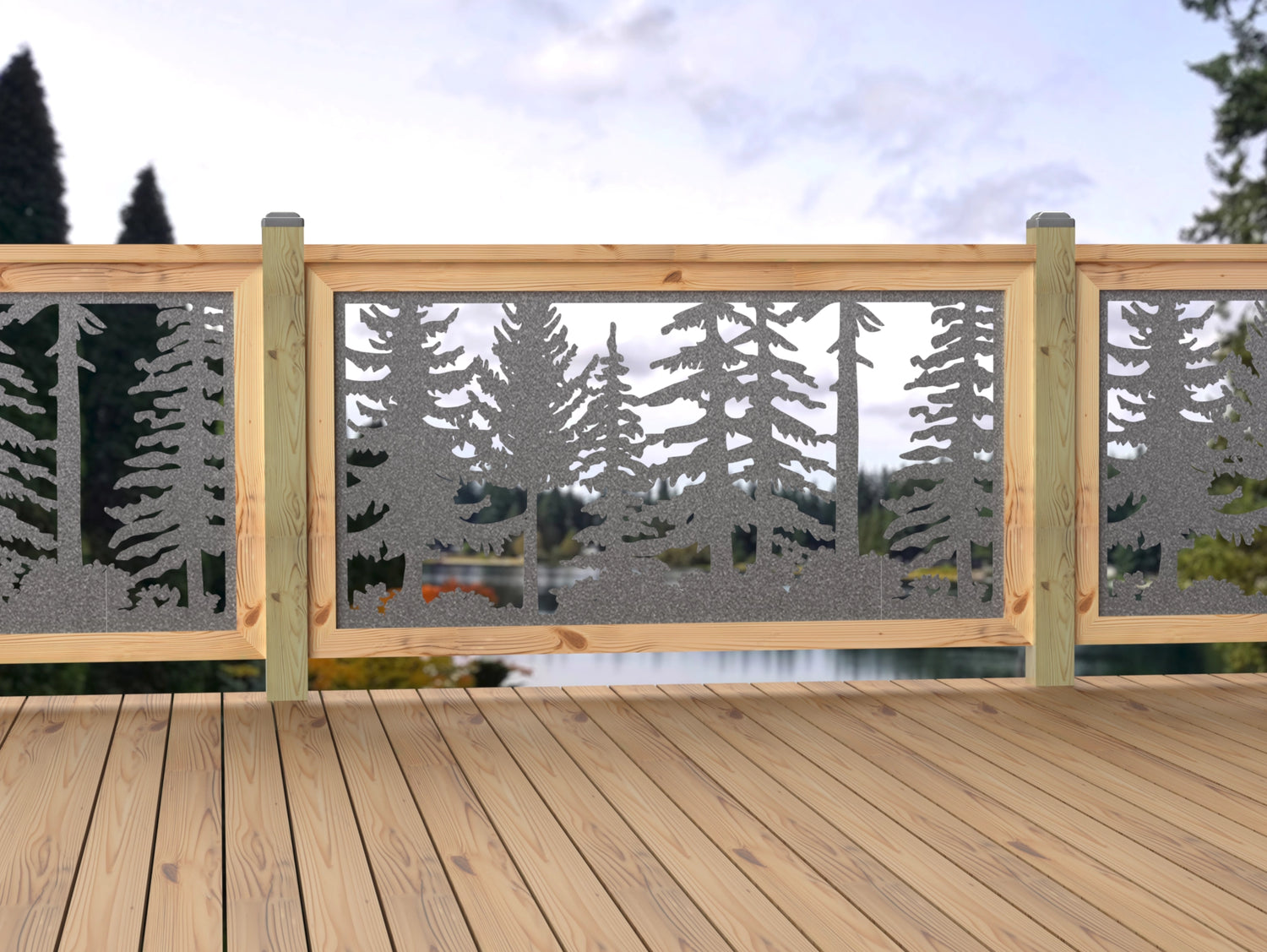 60"x30" - Forest Landscape Fence/Gate Panel Insert - Variation 2 - Madison Iron and Wood