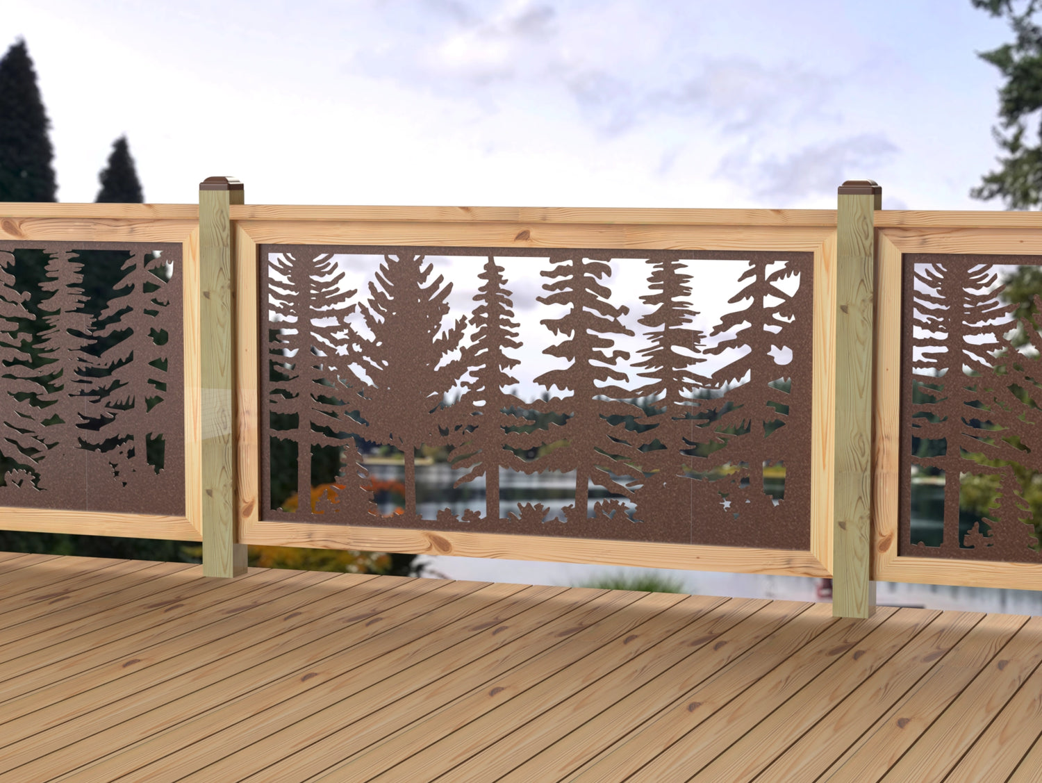 60"x30" - Forest Landscape Fence/Gate Panel Insert - Variation 3 - Madison Iron and Wood