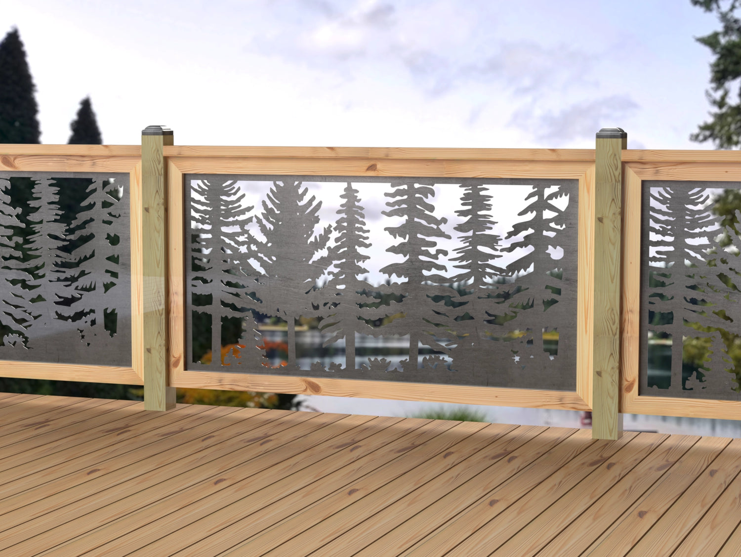 60"x30" - Forest Landscape Fence/Gate Panel Insert - Variation 3 - Madison Iron and Wood