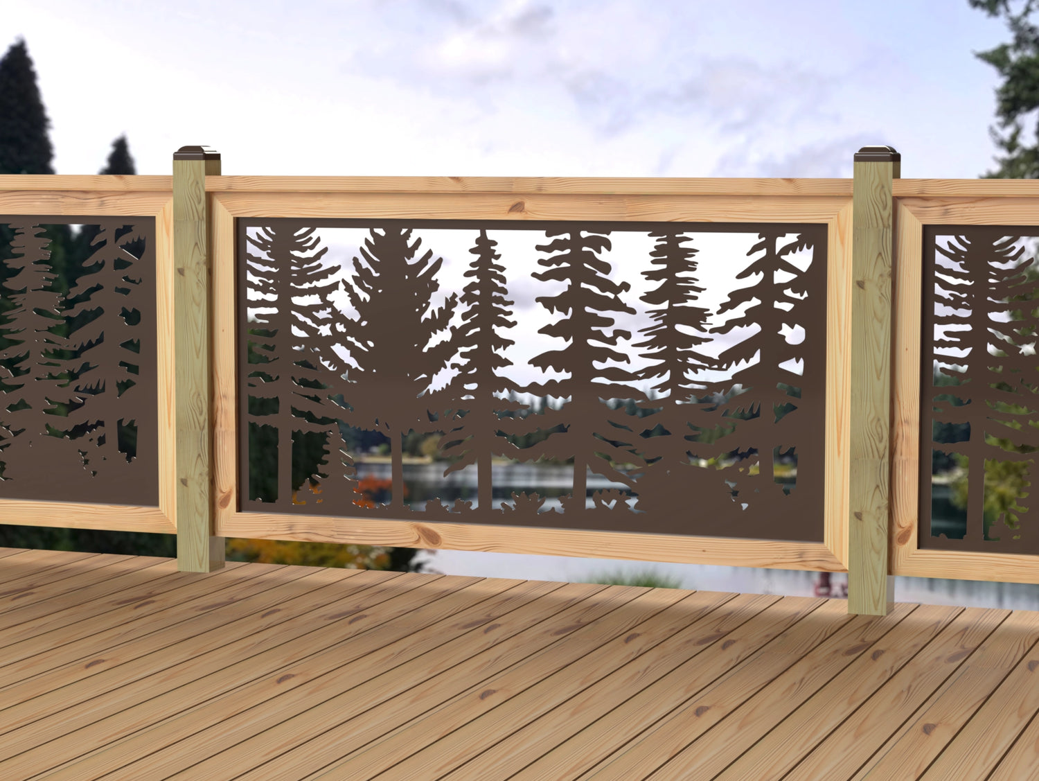 60"x30" - Forest Landscape Fence/Gate Panel Insert - Variation 3 - Madison Iron and Wood