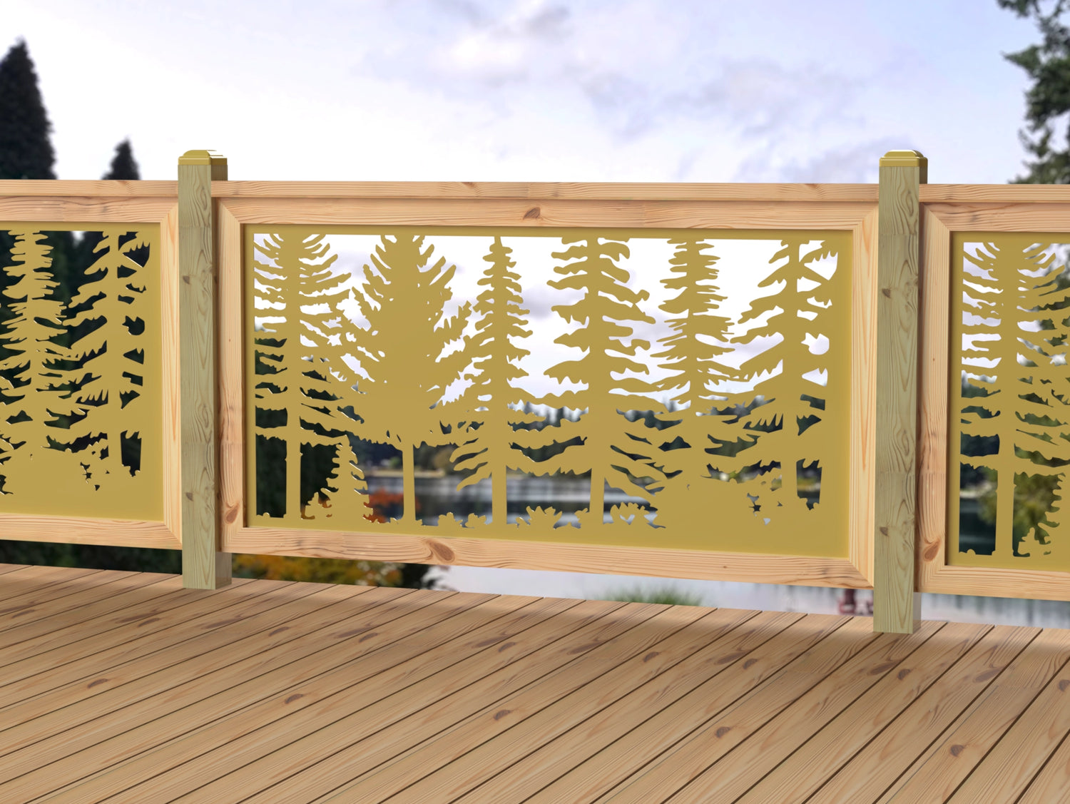 60"x30" - Forest Landscape Fence/Gate Panel Insert - Variation 3 - Madison Iron and Wood