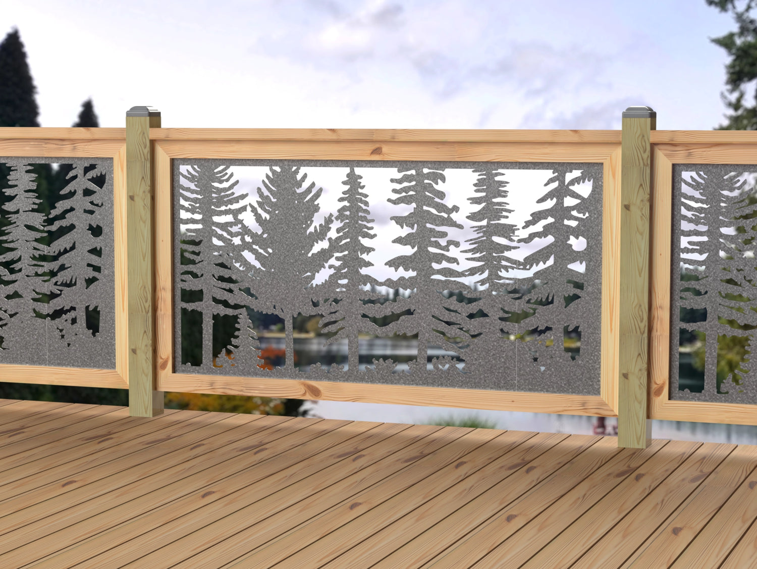 60"x30" - Forest Landscape Fence/Gate Panel Insert - Variation 3 - Madison Iron and Wood