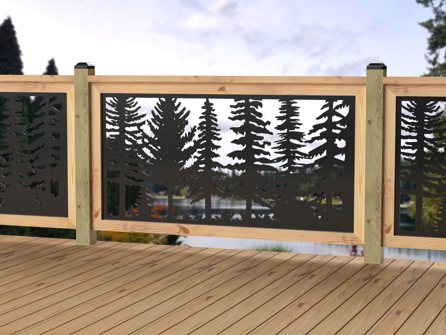 60"x30" - Forest Landscape Fence/Gate Panel Insert - Variation 3 - Madison Iron and Wood