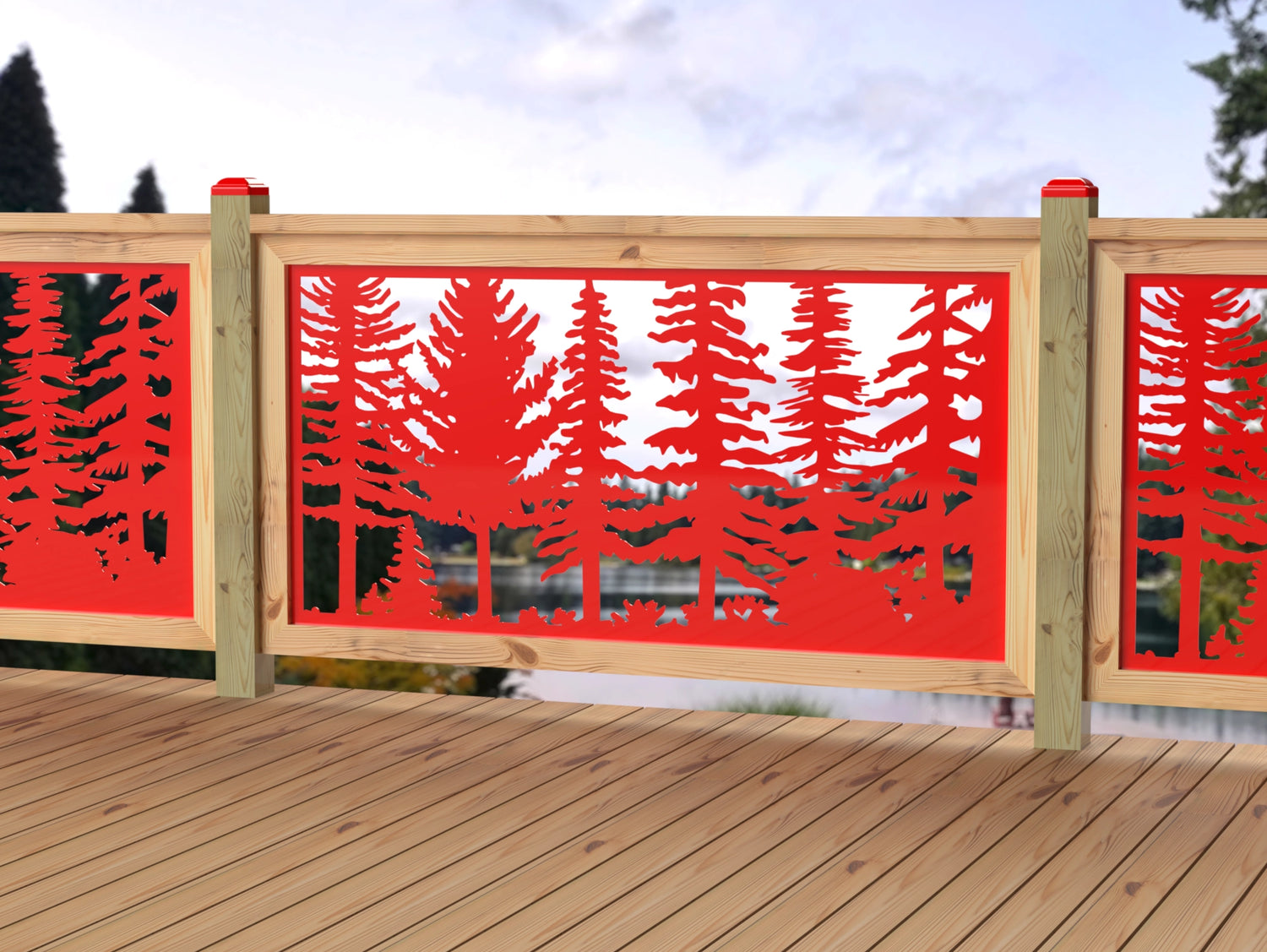 60"x30" - Forest Landscape Fence/Gate Panel Insert - Variation 3 - Madison Iron and Wood