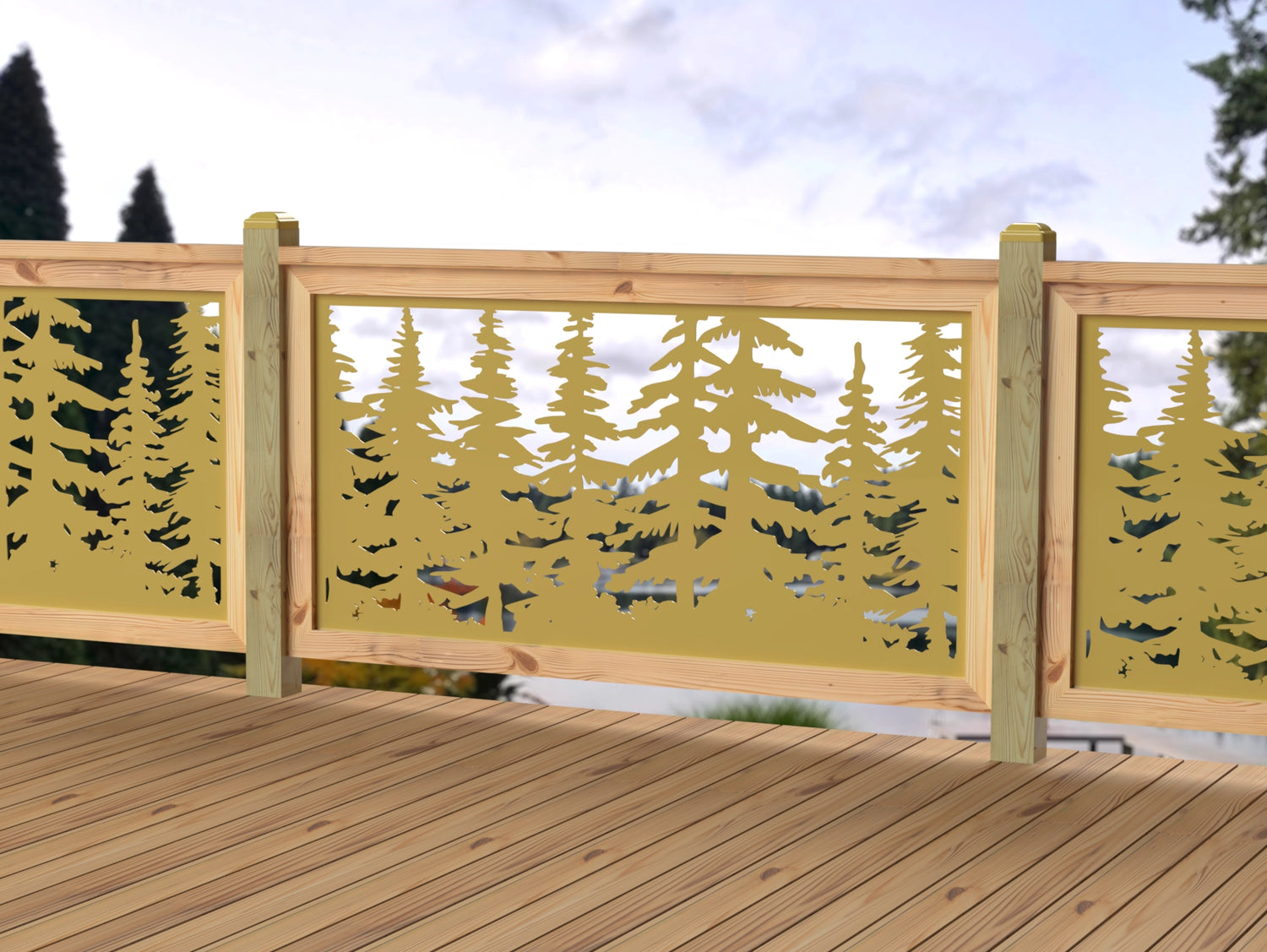 60"x30" - Forest Landscape Fence/Gate Panel Insert - Variation 4 - Madison Iron and Wood