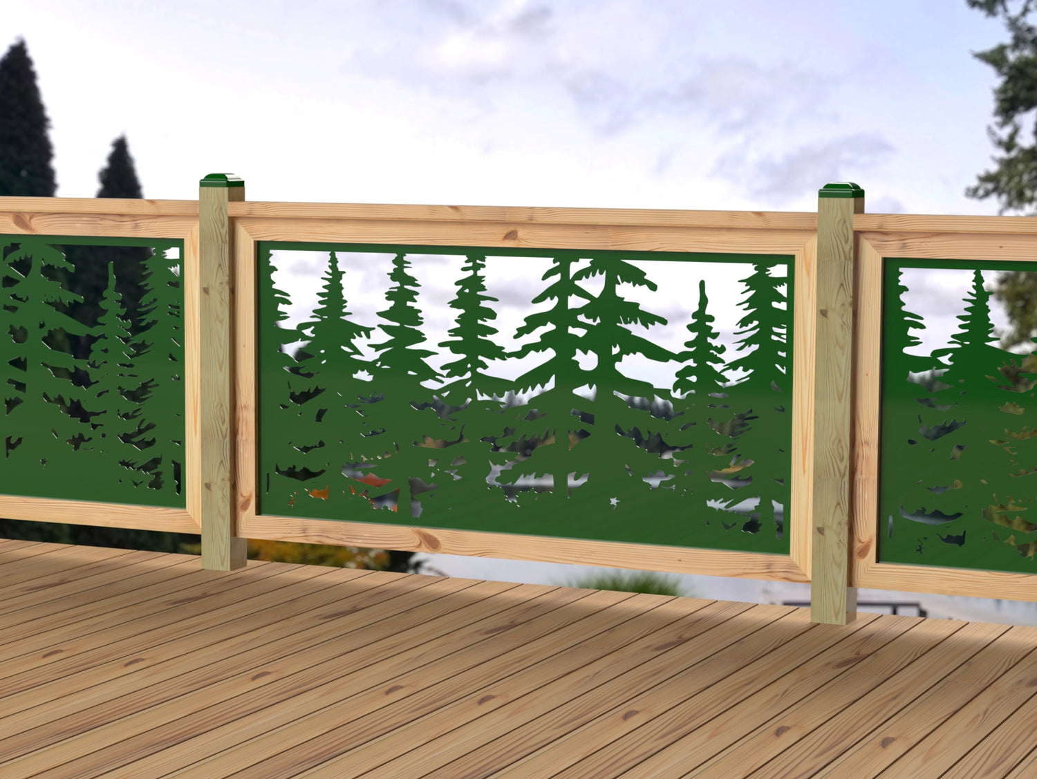 60"x30" - Forest Landscape Fence/Gate Panel Insert - Variation 4 - Madison Iron and Wood