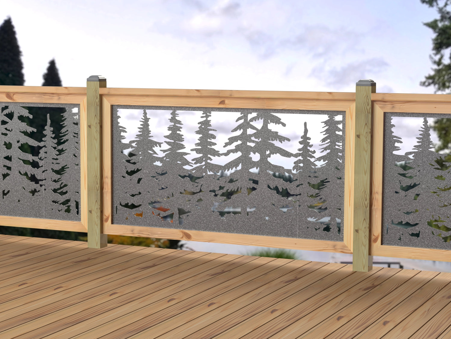 60"x30" - Forest Landscape Fence/Gate Panel Insert - Variation 4 - Madison Iron and Wood