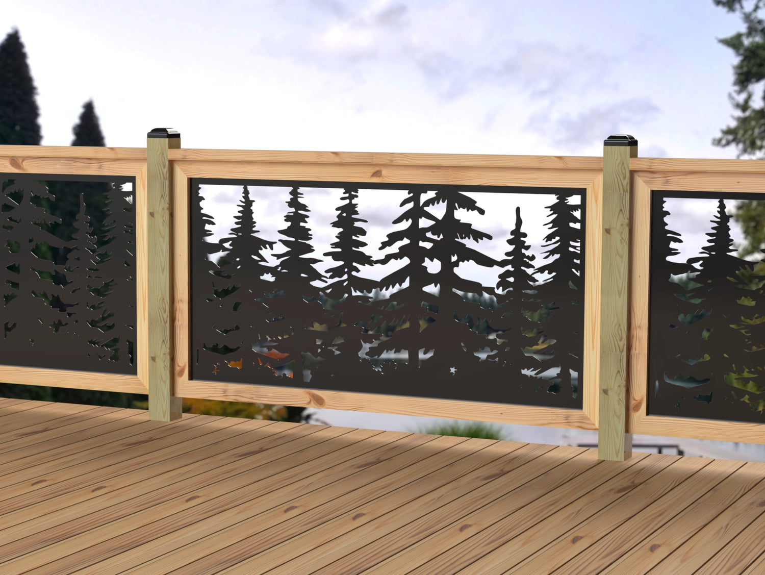 60"x30" - Forest Landscape Fence/Gate Panel Insert - Variation 4 - Madison Iron and Wood